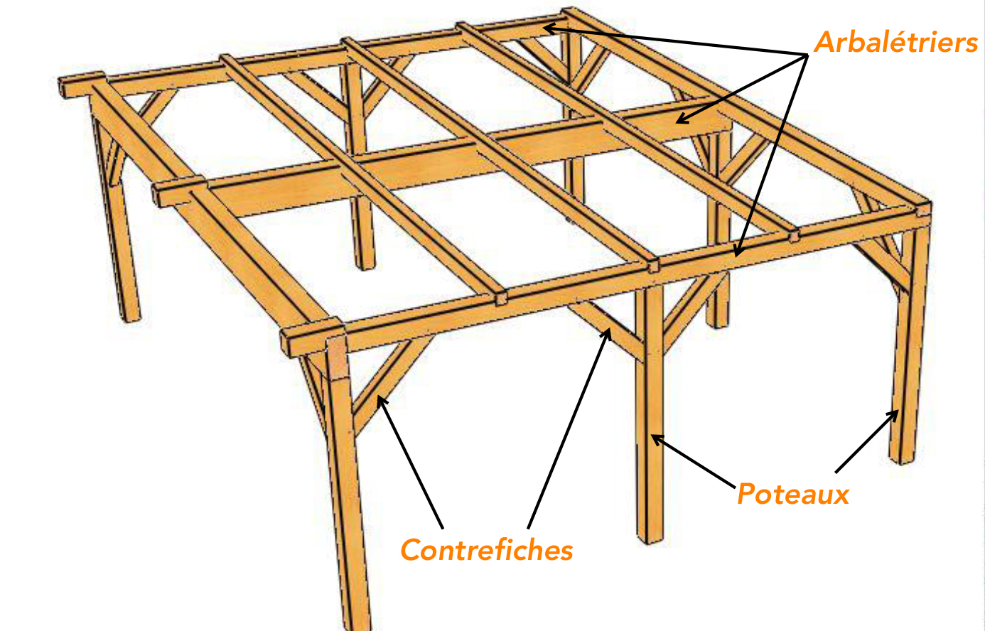 Charpente pour abri bois avec toit plat