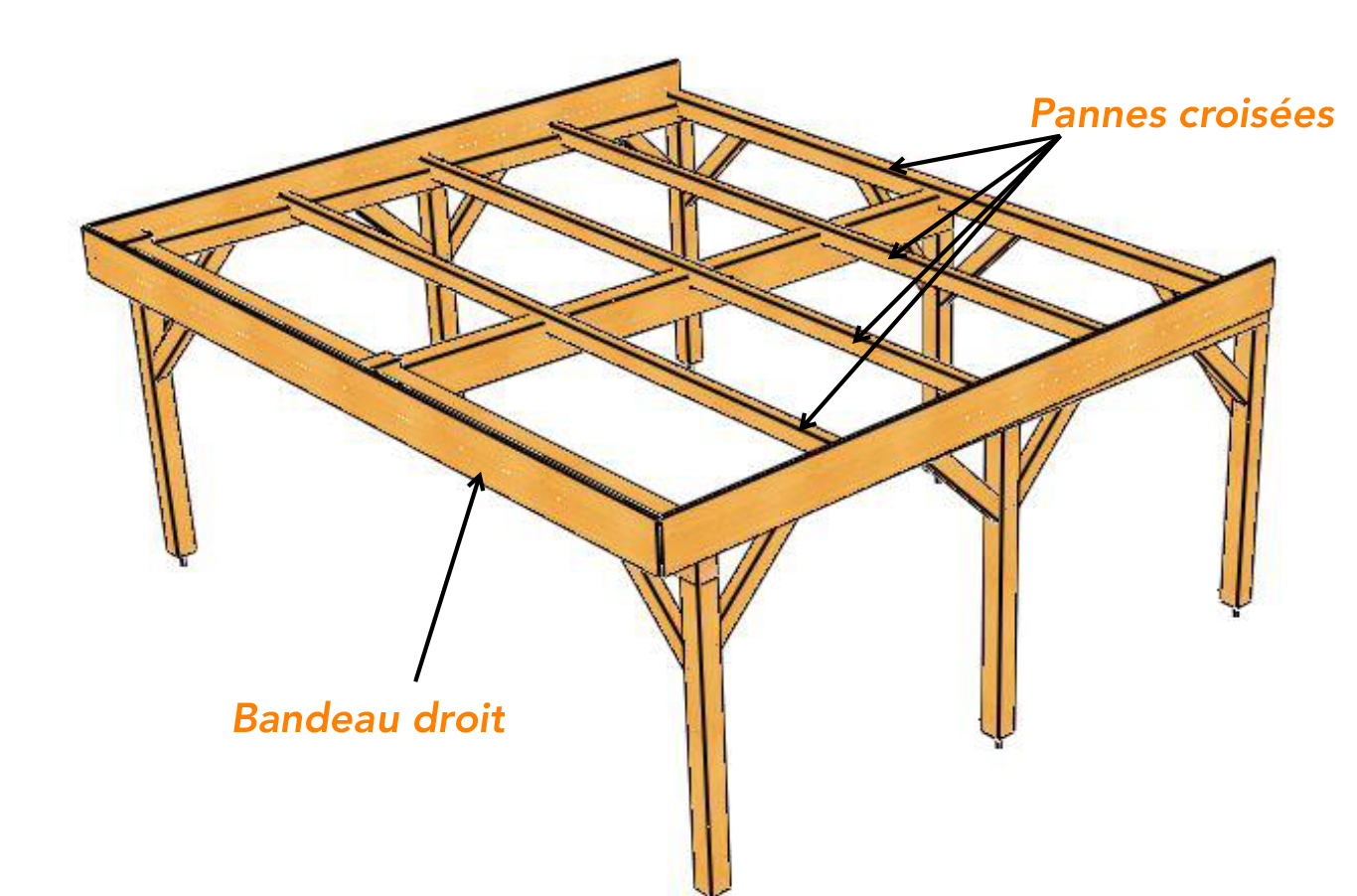 Charpente pour abri bois avec toit plat