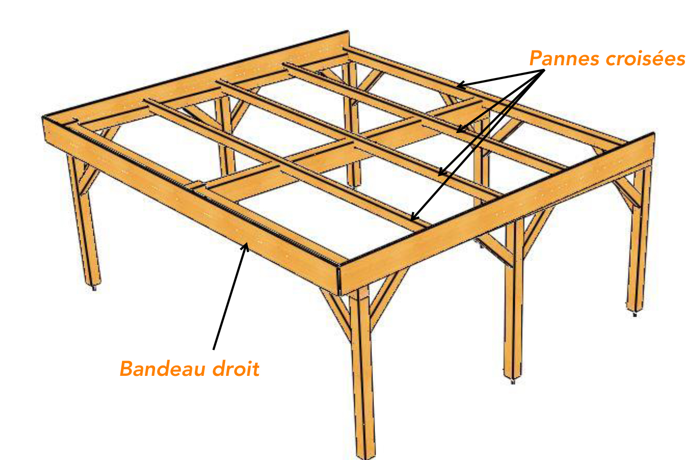 Charpente pour abri bois avec toit plat - vente en ligne dabris en bois en  kit