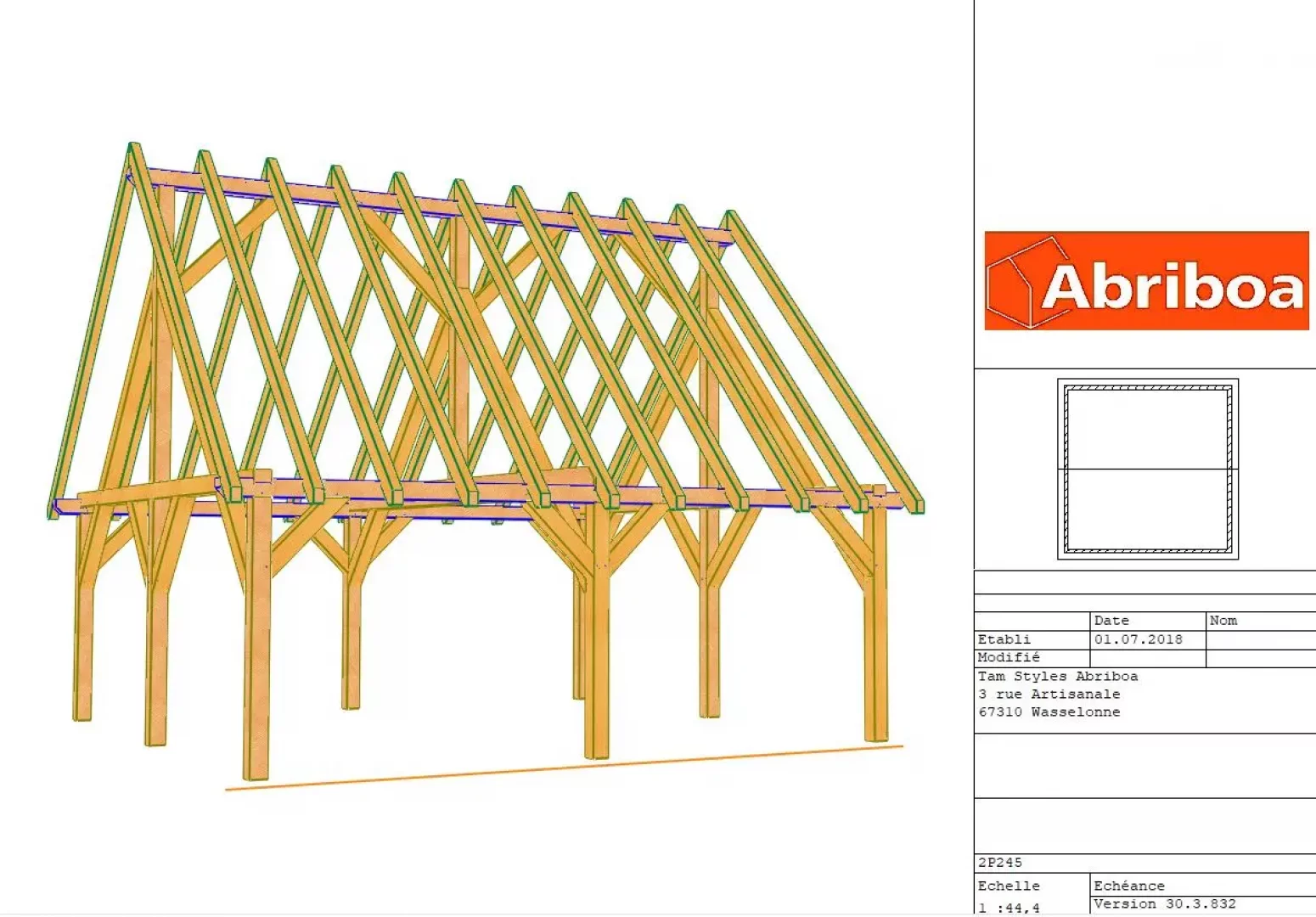 Garage en kit pour 2 voitures (2 pans)