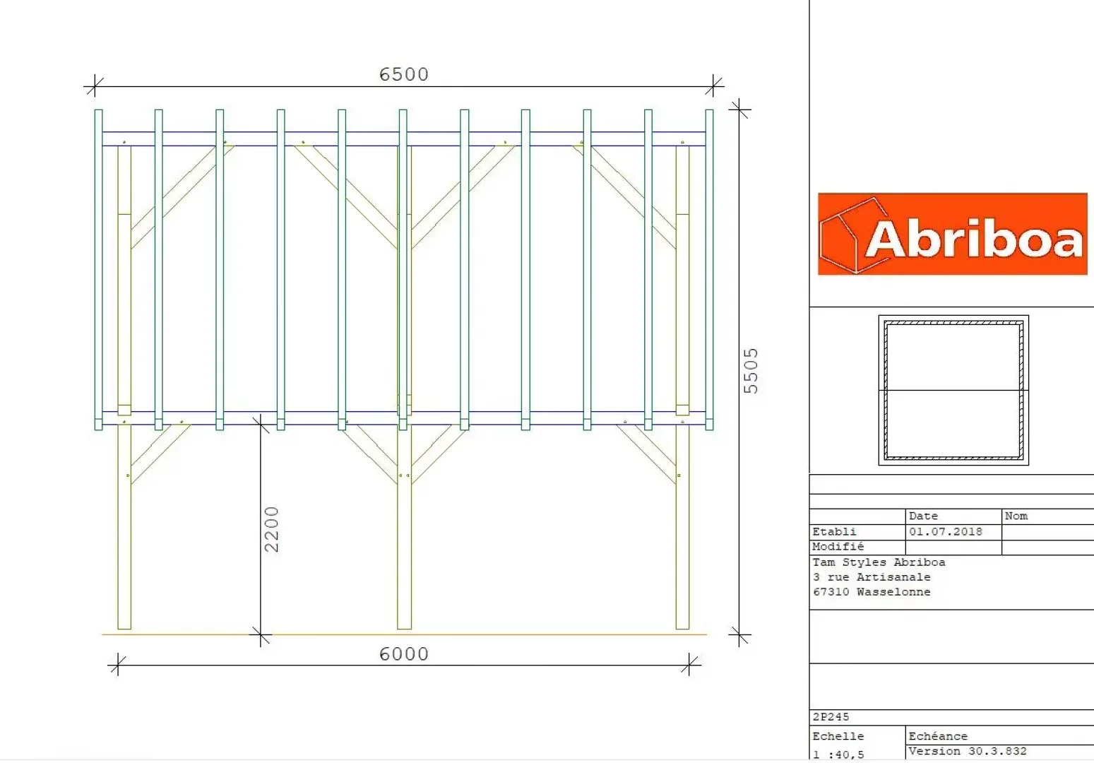 Garage en kit pour 2 voitures (2 pans)