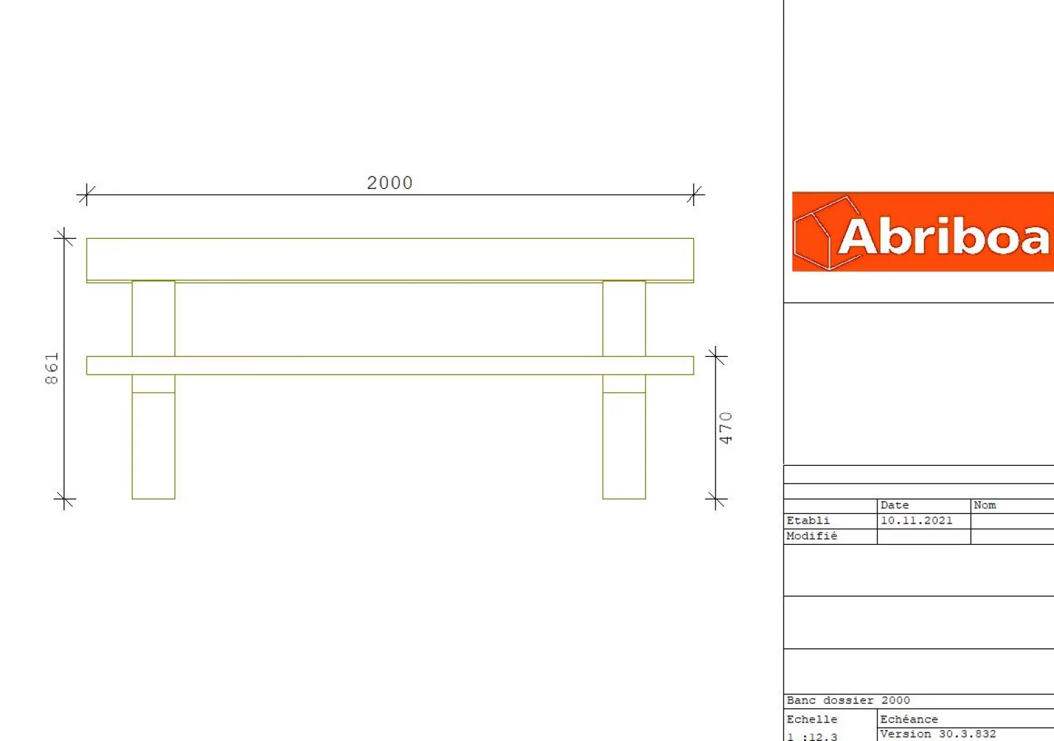 Banc en bois pour 4 personnes