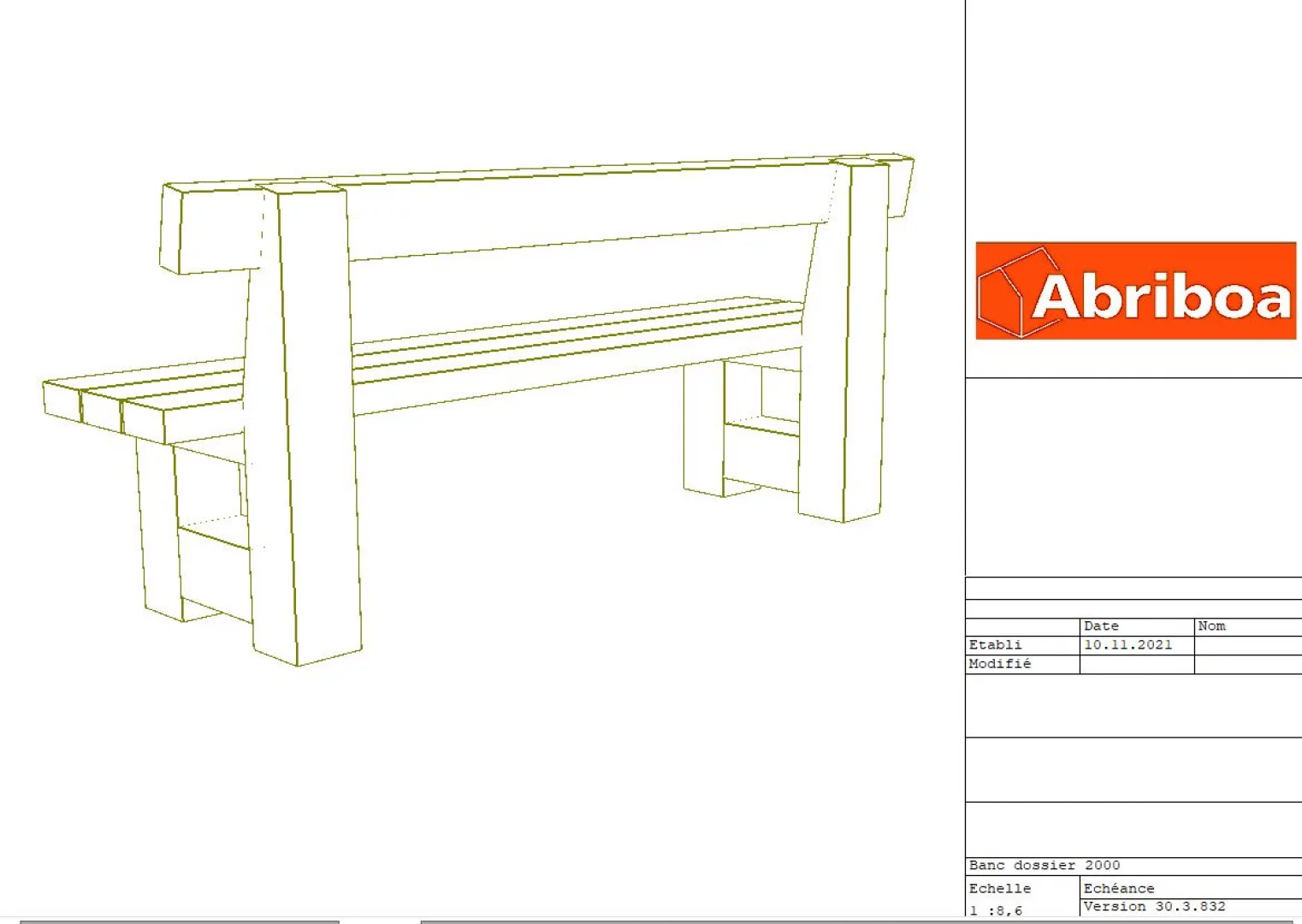 Banc en bois pour 4 personnes