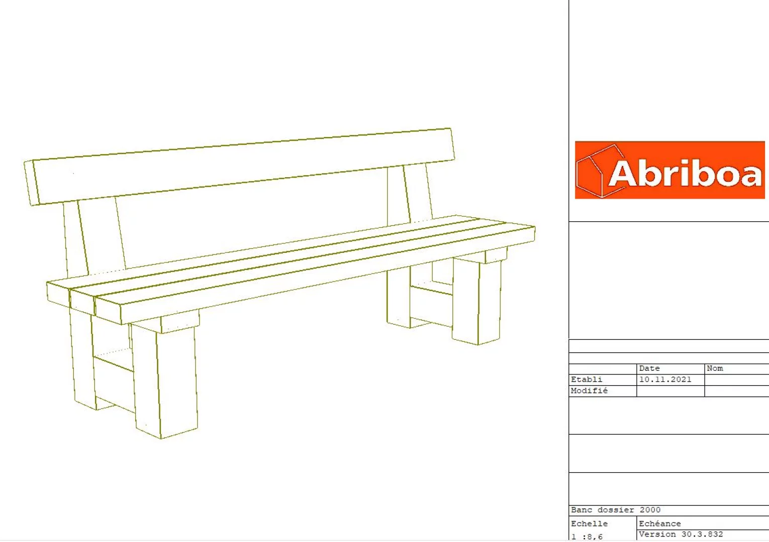 Banc en bois pour 4 personnes